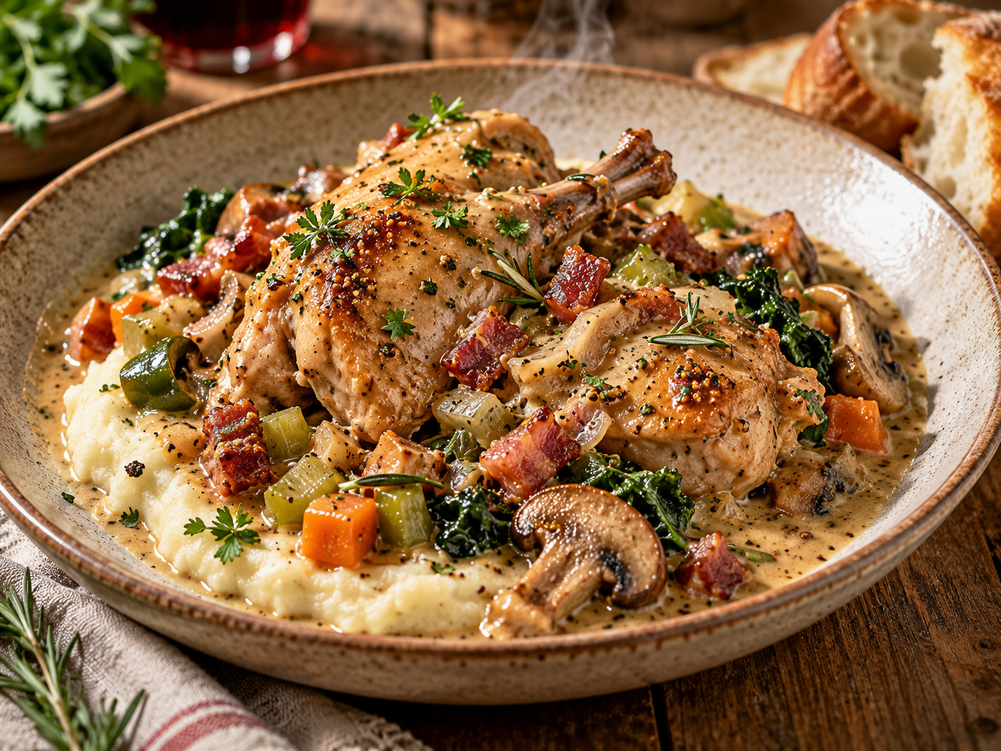 French Mustard-Braised Rabbit